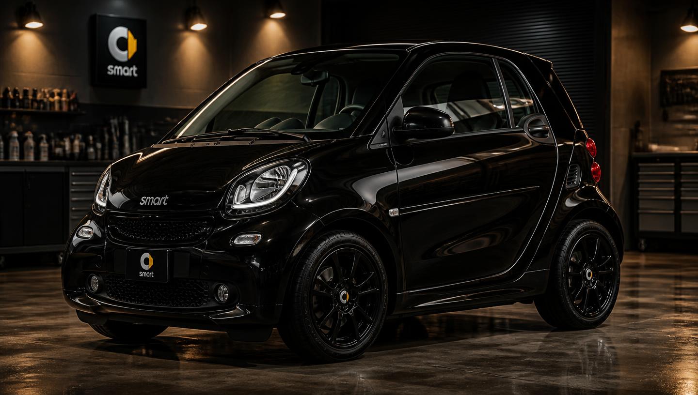 Μαύρο Smart Fortwo μέσα στο συνεργείο της ΤΣΑΛΑΚΗΣ στη Λήμνο